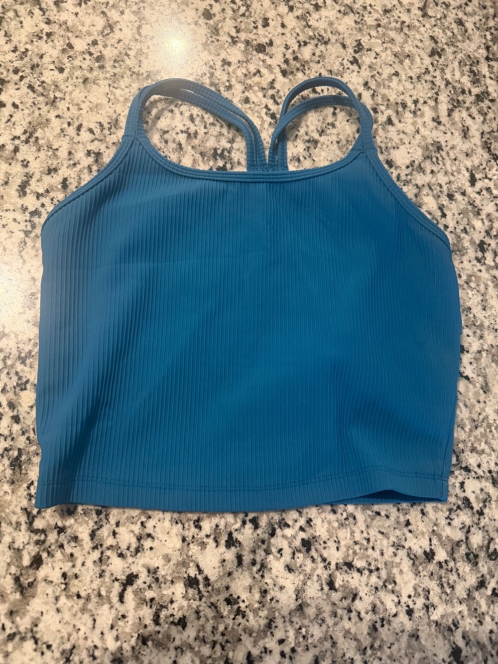 Ribbed Teal Cropped Tank Top